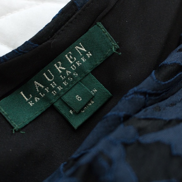 Lauren RL | Navy Lace A-Line Sleeveless Dress - Picture 4 of 6